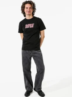 Rifle T-shirt in cotone da uomo con logo - nero