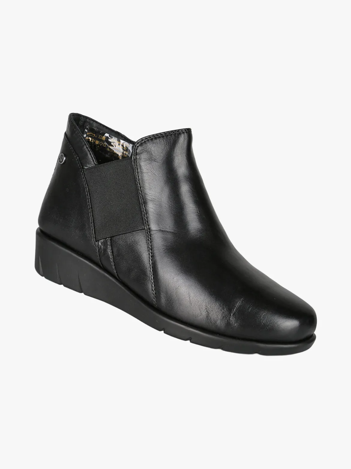 Riposella Stivaletti donna in pelle con zeppa - nero