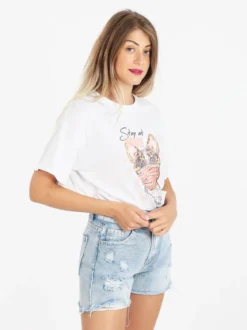 Rose Blu' T-shirt donna oversize con perle