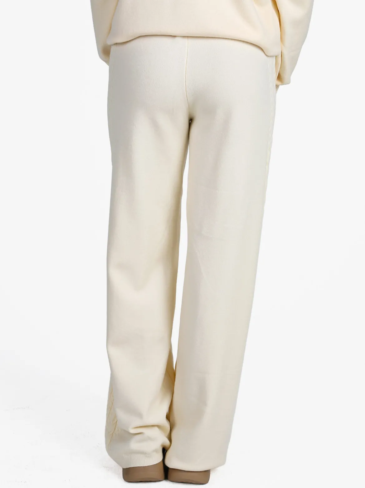Rossamiss Pantaloni donna in maglia a trecce - panna