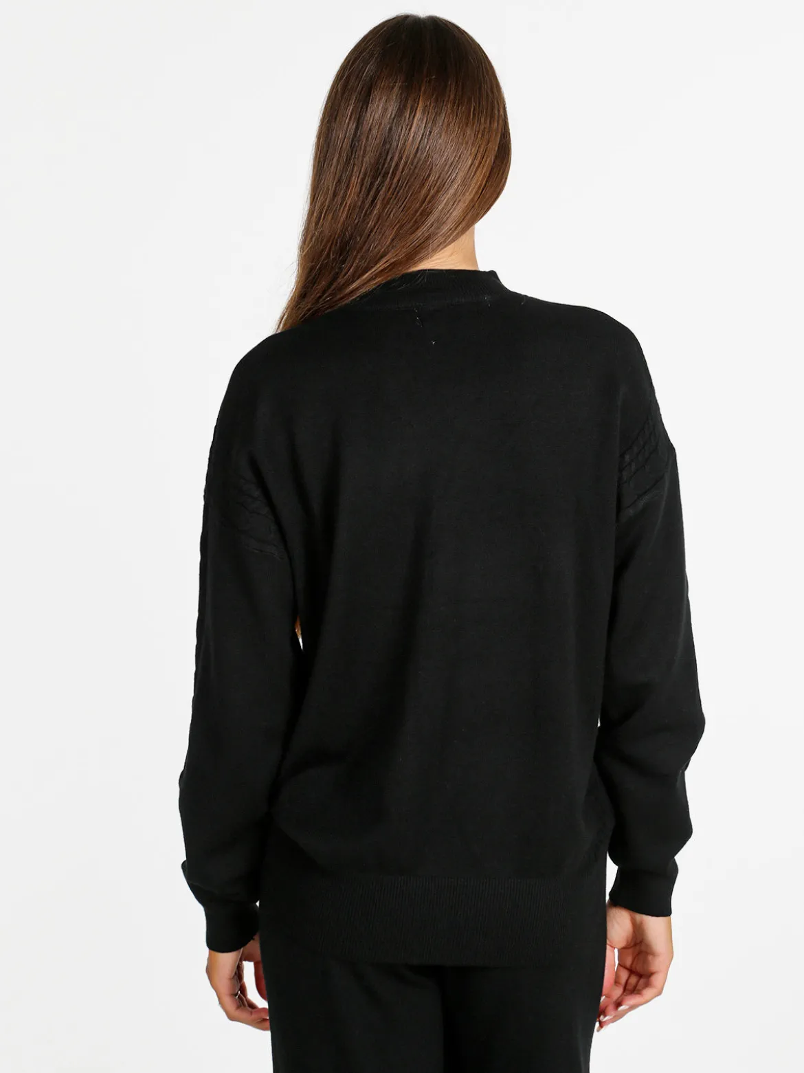 Rossamiss Pullover donna oversize in maglia a trecce - nero