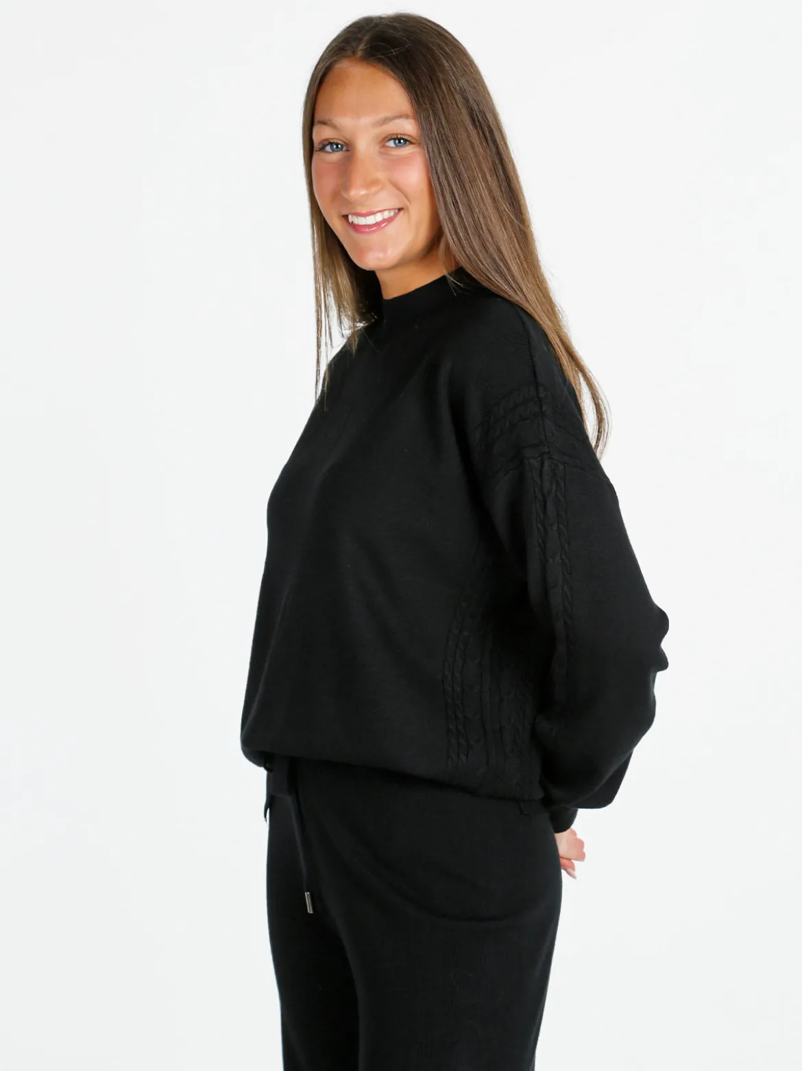 Rossamiss Pullover donna oversize in maglia a trecce - nero
