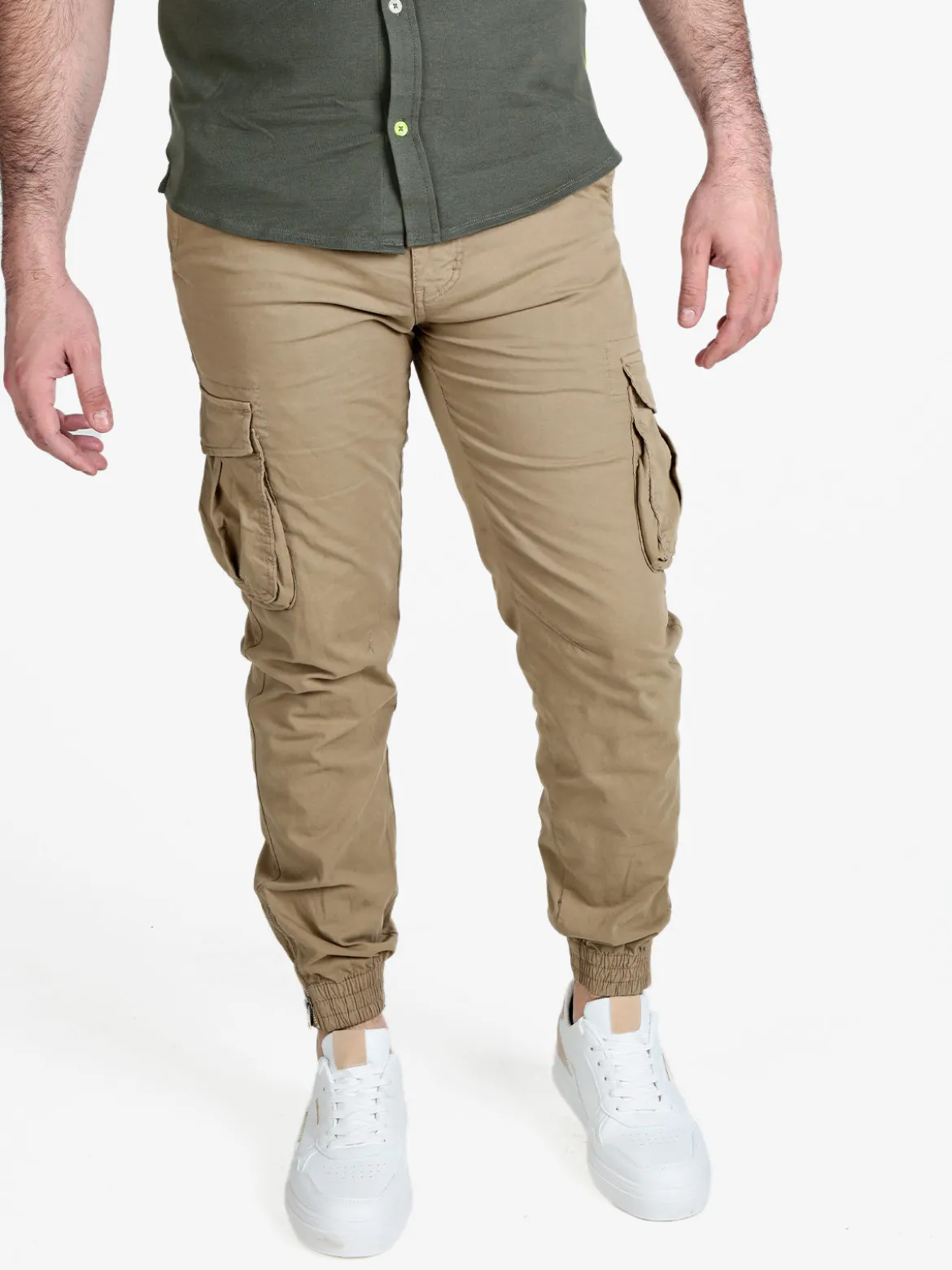 Ross Kemp Pantaloni cargo da uomo con polsini e zip sul finale