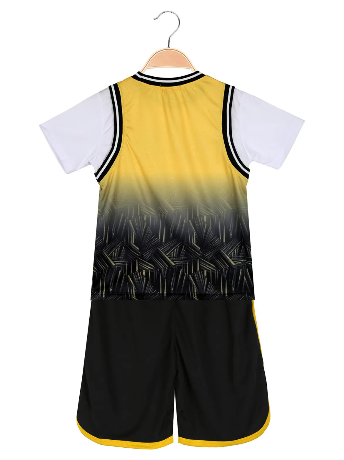 Run Boy Completo corto da ragazzo sportivo con t-shirt e bermuda - giallo