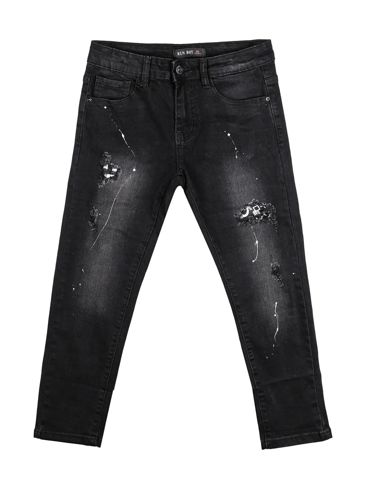 Run Boy Jeans da ragazzo con strappi - nero
