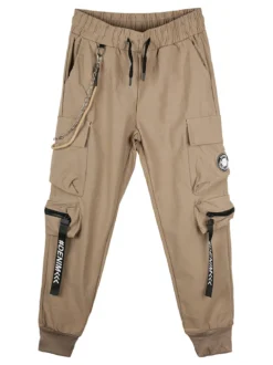 Run Boy Pantaloni cargo da bambino con coulisse e catena decorativa - taupe