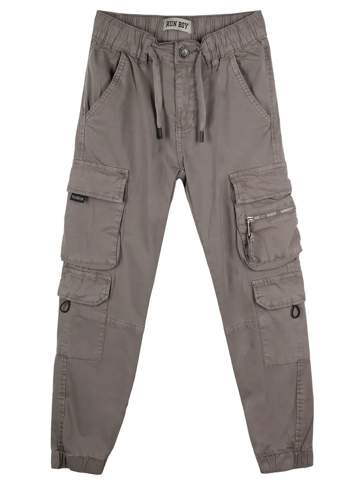Run Boy Pantaloni cargo da ragazzo in cotone con coulisse - fango