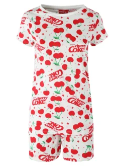 Sabor Cherry-Coke Pigiama corto da donna in cotone con stampe - multicolore
