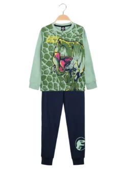 Sabor Jurassic world pigiama lungo da bambino in cotone - verde