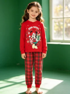 Sabor Minnie pigiama natalizio bambina in cotone interlock - rosso
