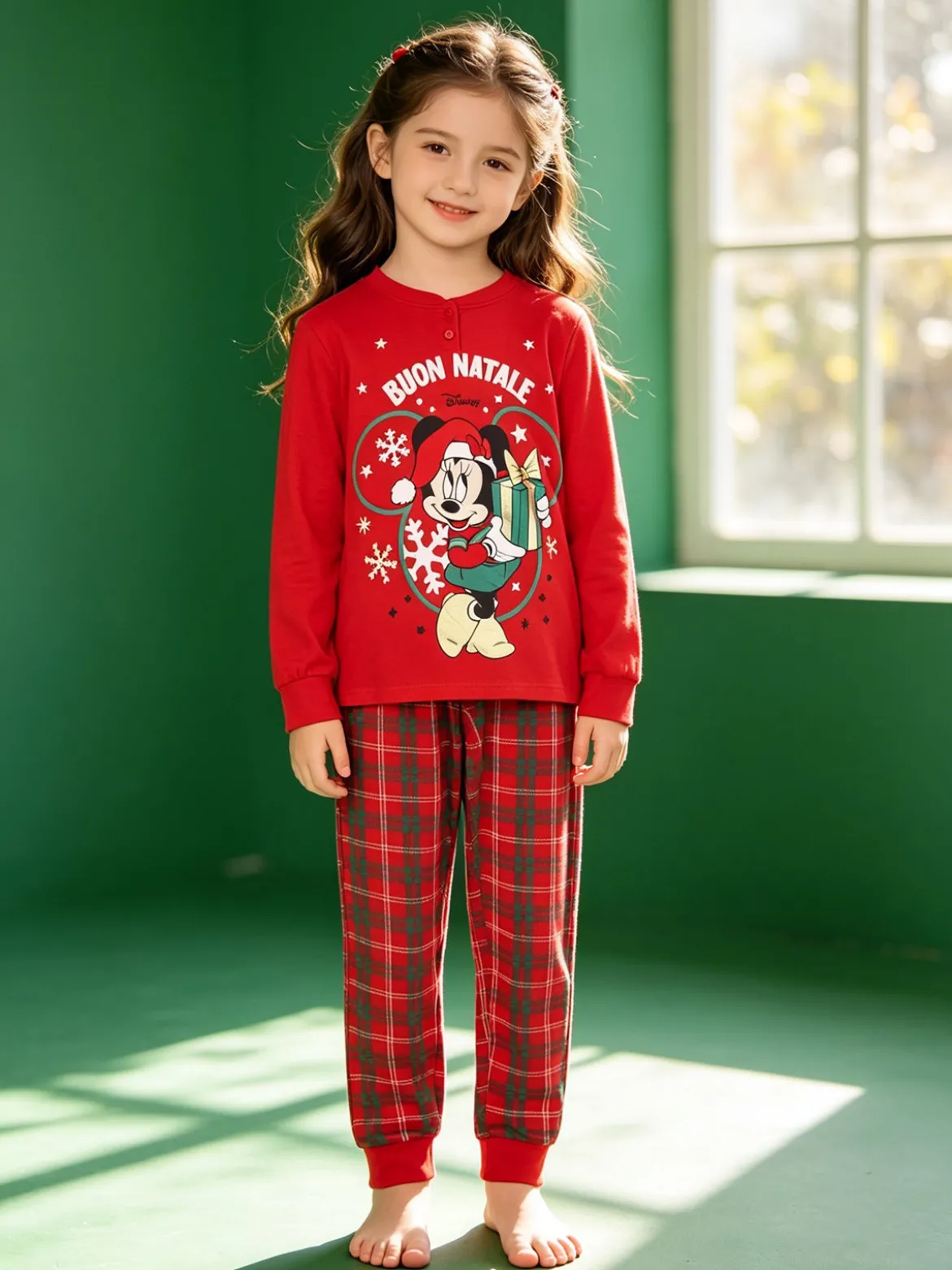 Sabor Minnie pigiama natalizio bambina in cotone interlock - rosso