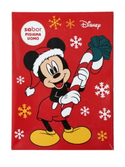 Sabor Topolino pigiama natalizio uomo in cotone - rosso