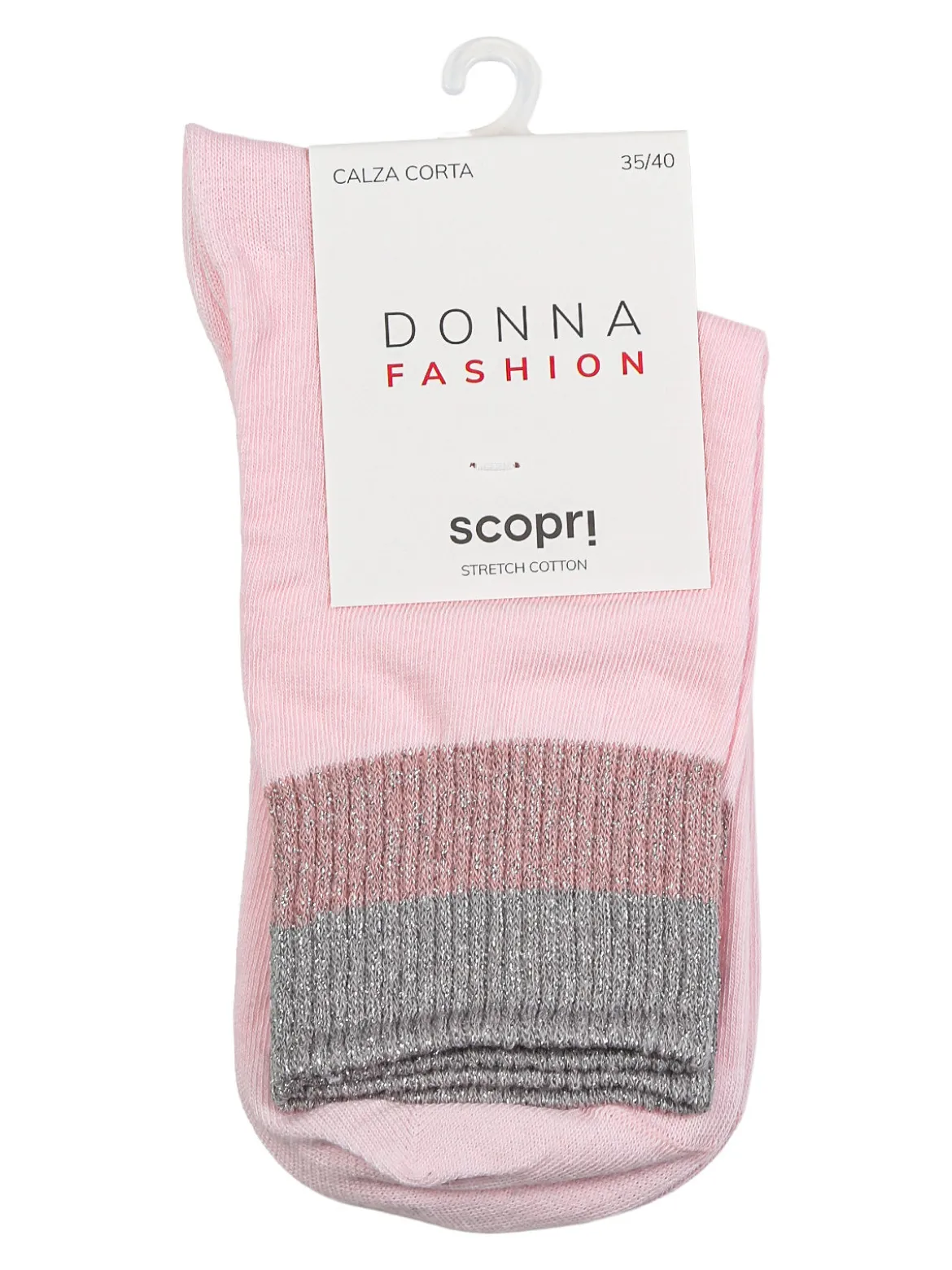 Scopri Calze corte da donna in cotone stretch con bordo lurex - nero