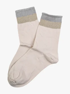 Scopri Calze corte da donna in cotone stretch con bordo lurex - beige