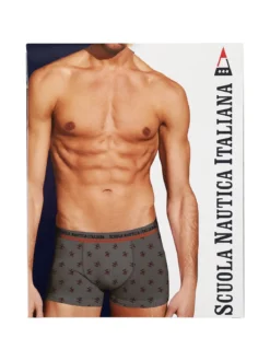 Scuola Nautica Italiana Boxer uomo con stampe in cotone stretch - nero