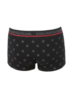 Scuola Nautica Italiana Boxer uomo con stampe in cotone stretch - nero