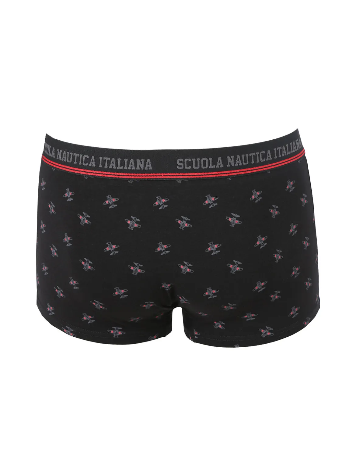 Scuola Nautica Italiana Boxer uomo con stampe in cotone stretch - nero