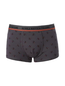 Scuola Nautica Italiana Boxer uomo con stampe in cotone stretch - grigio scuro