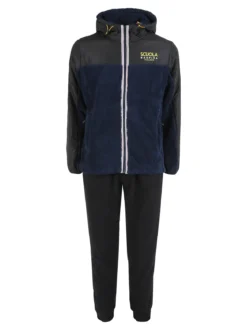 Scuola Nautica Italiana Completo tuta da uomo in pile con cappuccio e zip - blu scuro