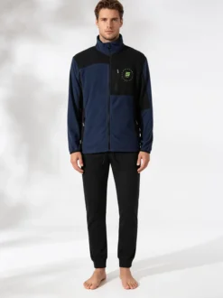 Scuola Nautica Italiana Completo tuta da uomo in pile full zip - blu scuro