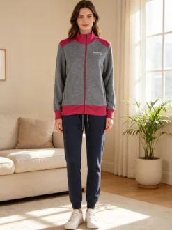 Scuola Nautica Italiana Completo tuta donna invernale con felpa e pantaloni - grigio scuro