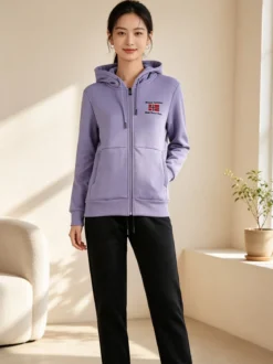 Scuola Nautica Italiana Completo tuta donna invernale 2 pezzi con cappuccio e zip - lilla