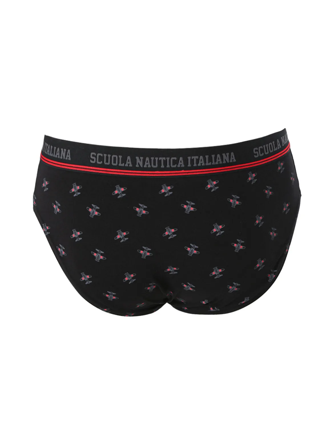 Scuola Nautica Italiana Slip da uomo in cotone elastico con stampe - nero