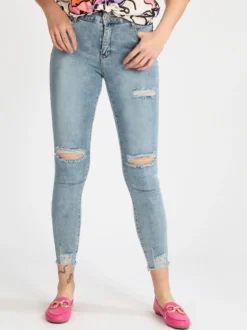 Semaforo Jeans donna skinny con strappi