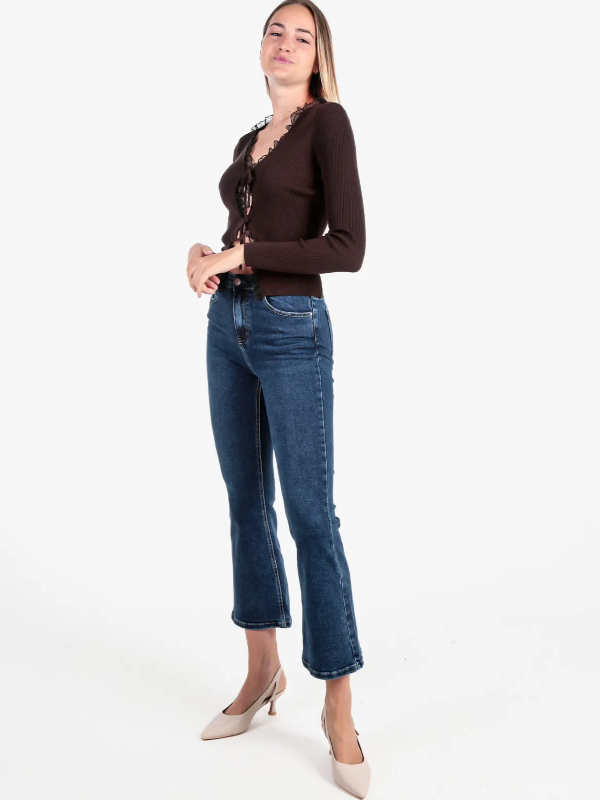Sexy Sense Jeans donna cropped a zampa - jeans