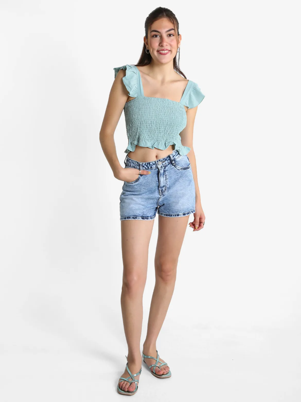 Sexy Sense Shorts donna in jeans a vita alta