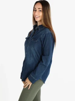 Shiny Design Camicia in jeans con bottoni da donna