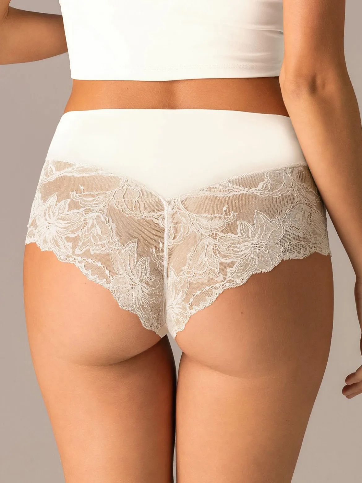 Sielei Slip donna taglio laser a vita alta in cotone e pizzo