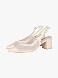 Sissi Miss Slingback donna in rete con paillettes aperte dietro - beige