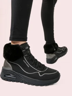 Skechers UNO RUGGED FALL SHIMMER Sneakers alte da donna con ecopelo - nero