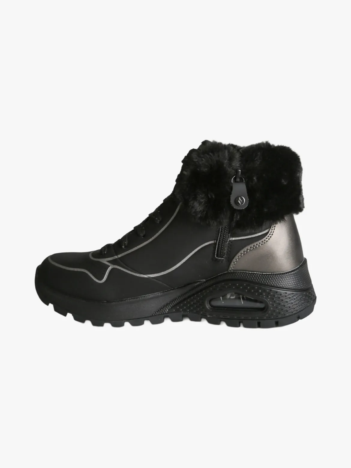 Skechers UNO RUGGED FALL SHIMMER Sneakers alte da donna con ecopelo - nero