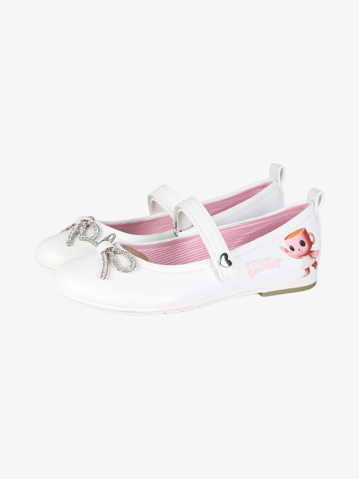 Skifidol Italian Brainrot Ballerine da bambina con strass e cinturino a strappo - bianco