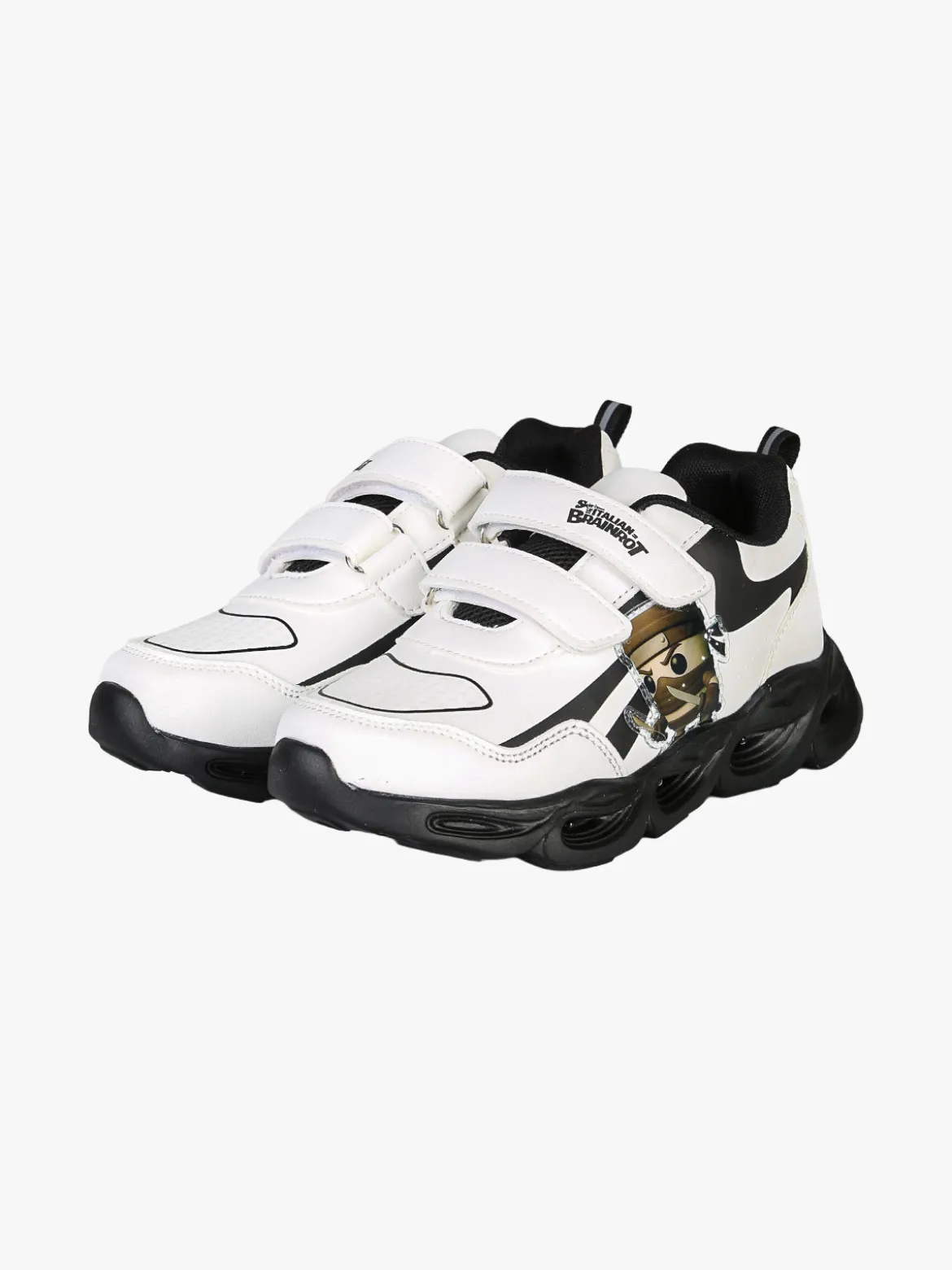 Skifidol Italian Brainrot Sneakers da ragazzo con luci e cinturini a strappo - bianco