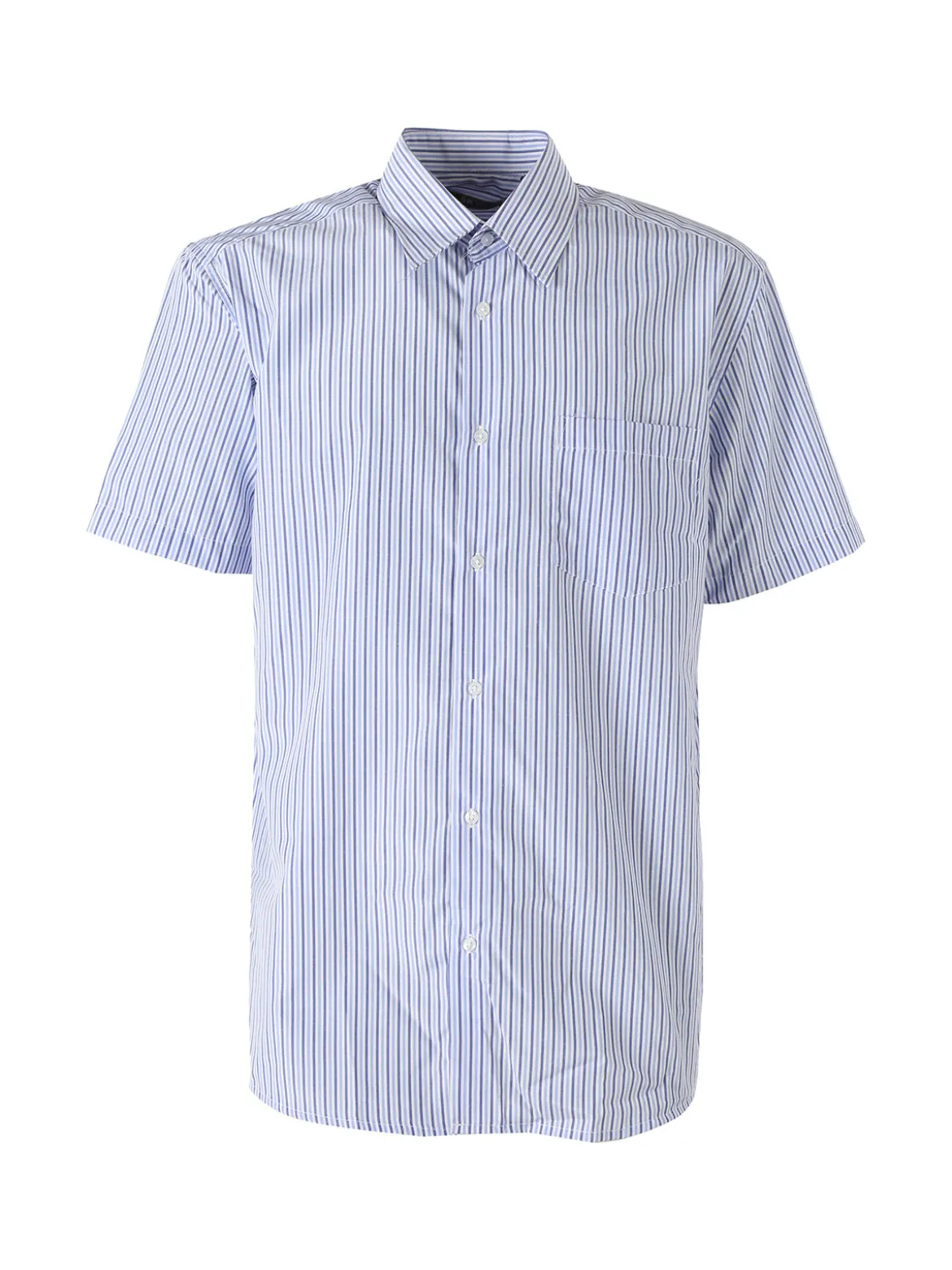 Sky Camicia da uomo rigata a maniche corte con taschino - cielo