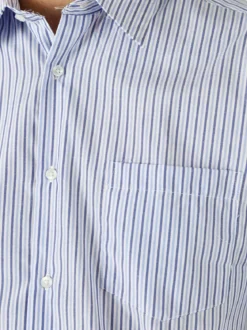 Sky Camicia da uomo rigata a maniche corte con taschino - cielo