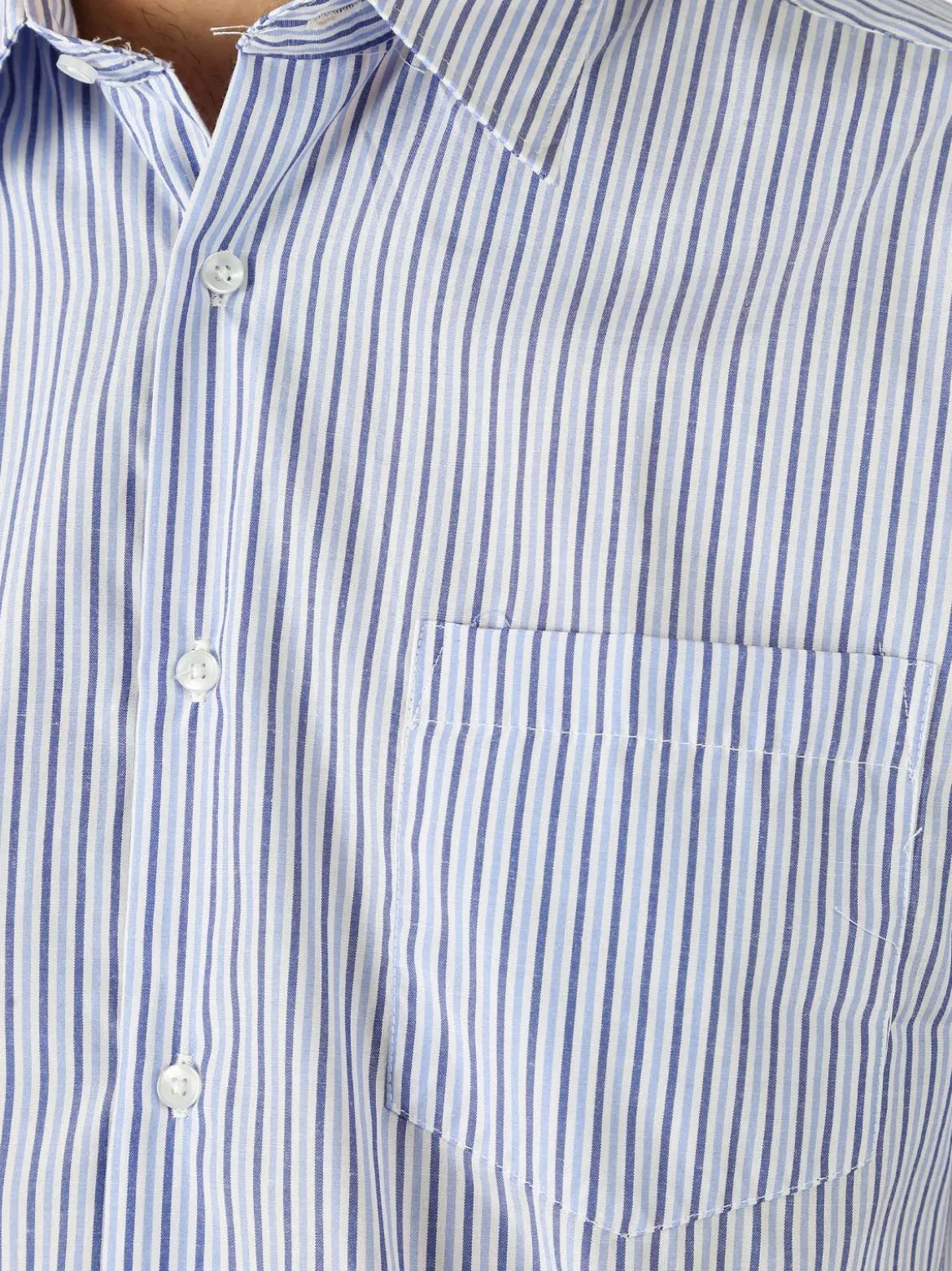 Sky Camicia da uomo rigata a maniche corte con taschino - cielo