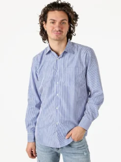 Sky Camicia da uomo rigata a maniche lunghe - blu