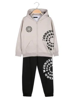 Small Gang Completo tuta da bambino 3 pezzi con cappuccio e zip - beige
