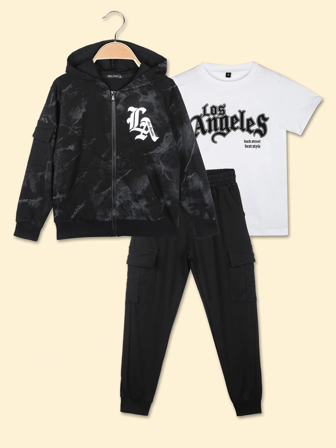 Small Gang Completo tuta 3 pezzi da bambino con cappuccio e zip