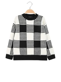 Small Gang Maglione girocollo da bambino a scacchi - nero