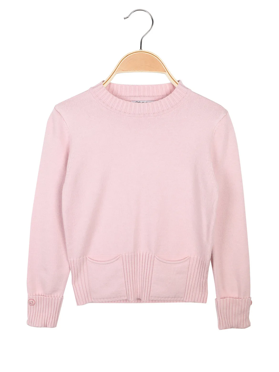 Smile Yes Pullover da bambina in maglia con taschini sul fondo