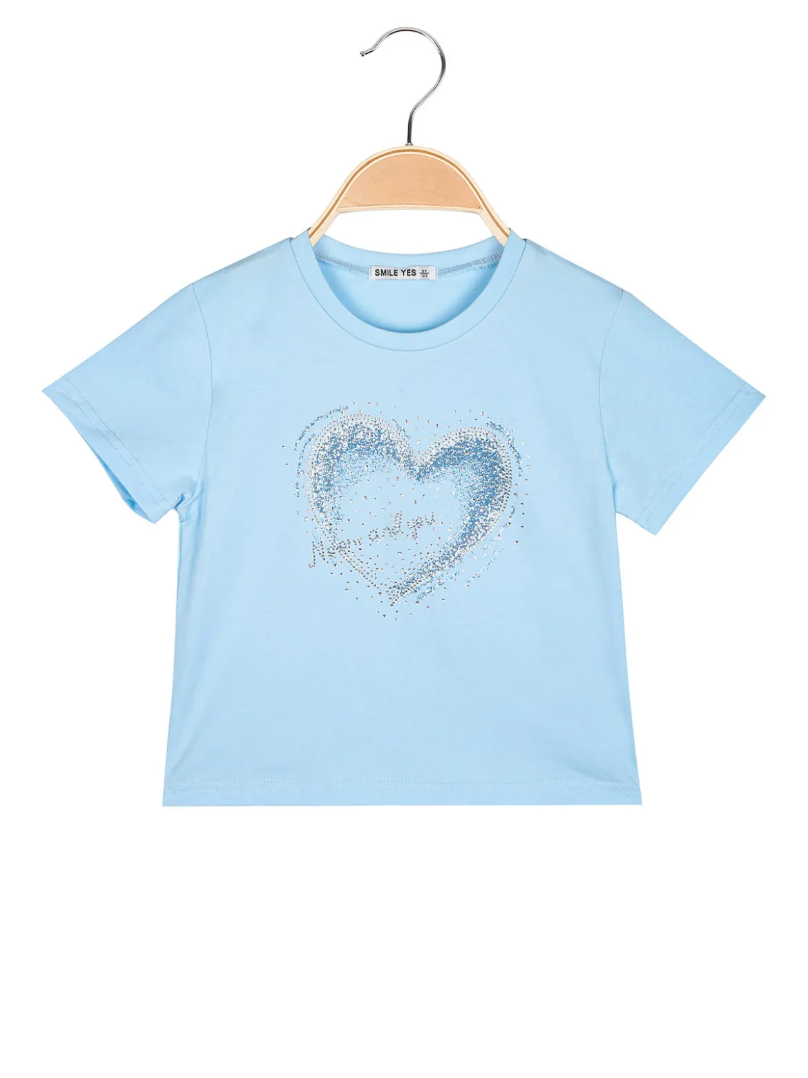 Smile Yes T-shirt cropped da bambina con cuore di strass