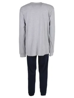 Snoopy Pigiama lungo da uomo in cotone interlock con stampe - grigio chiaro