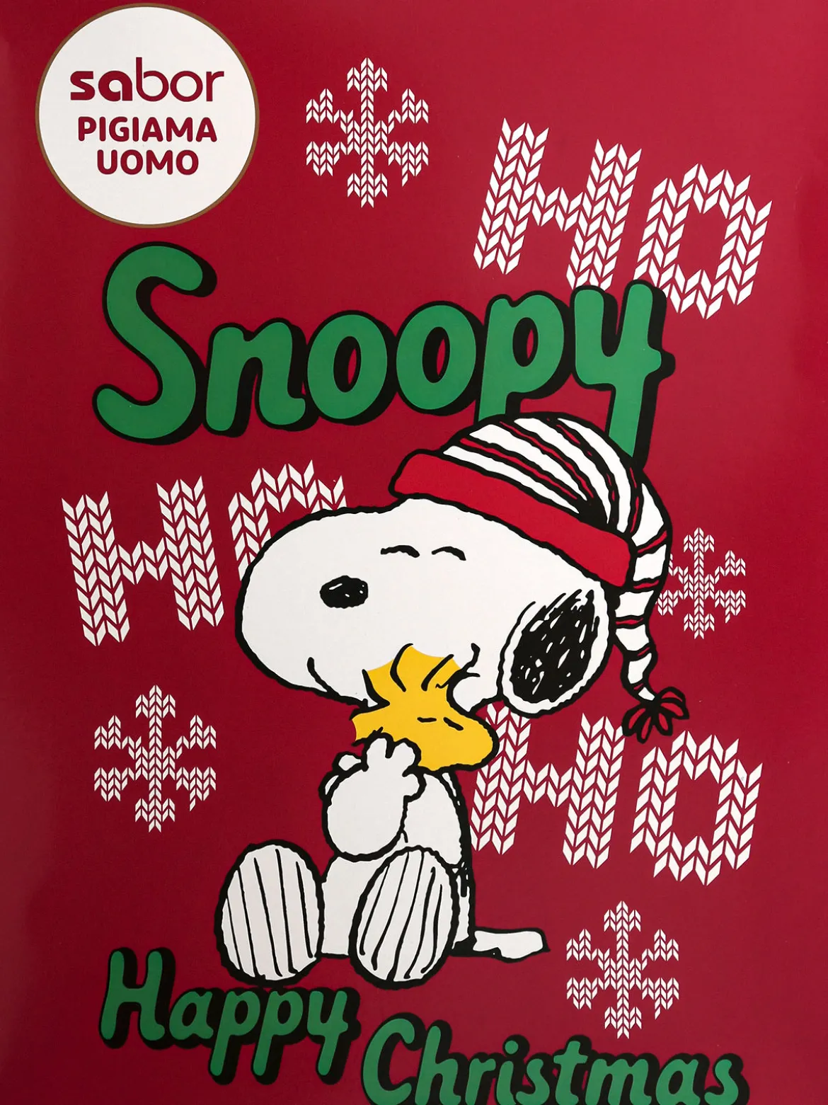 Snoopy Pigiama natalizio da uomo in cotone interlock