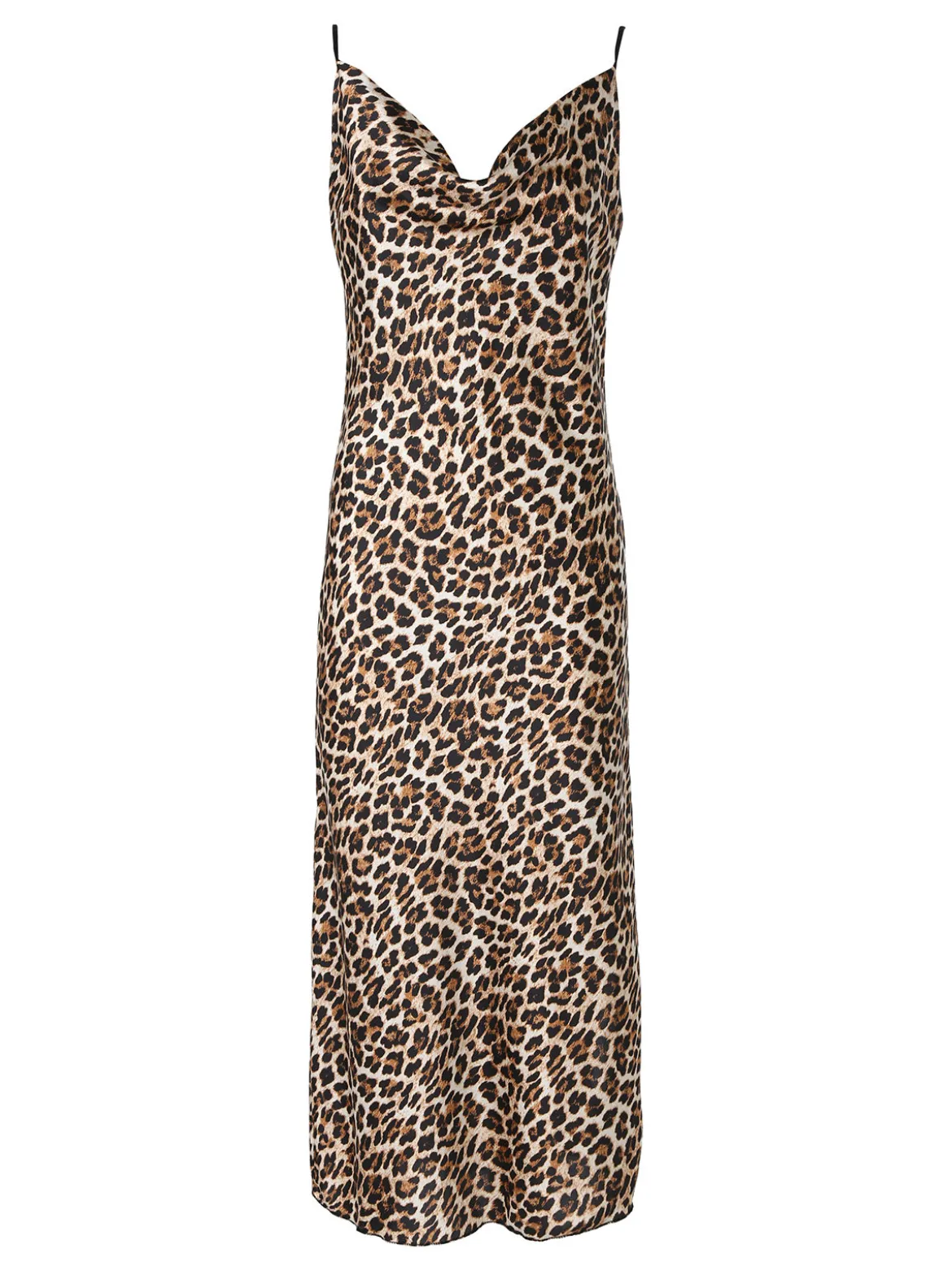 Solada Abito donna animalier con scollo a cascata e spalline sottili - multicolore