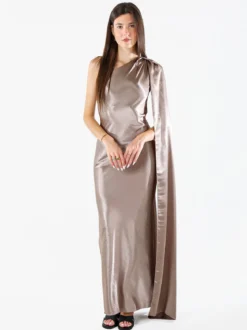 Solada Abito elegante da donna monospalla con stola incorporata - fango